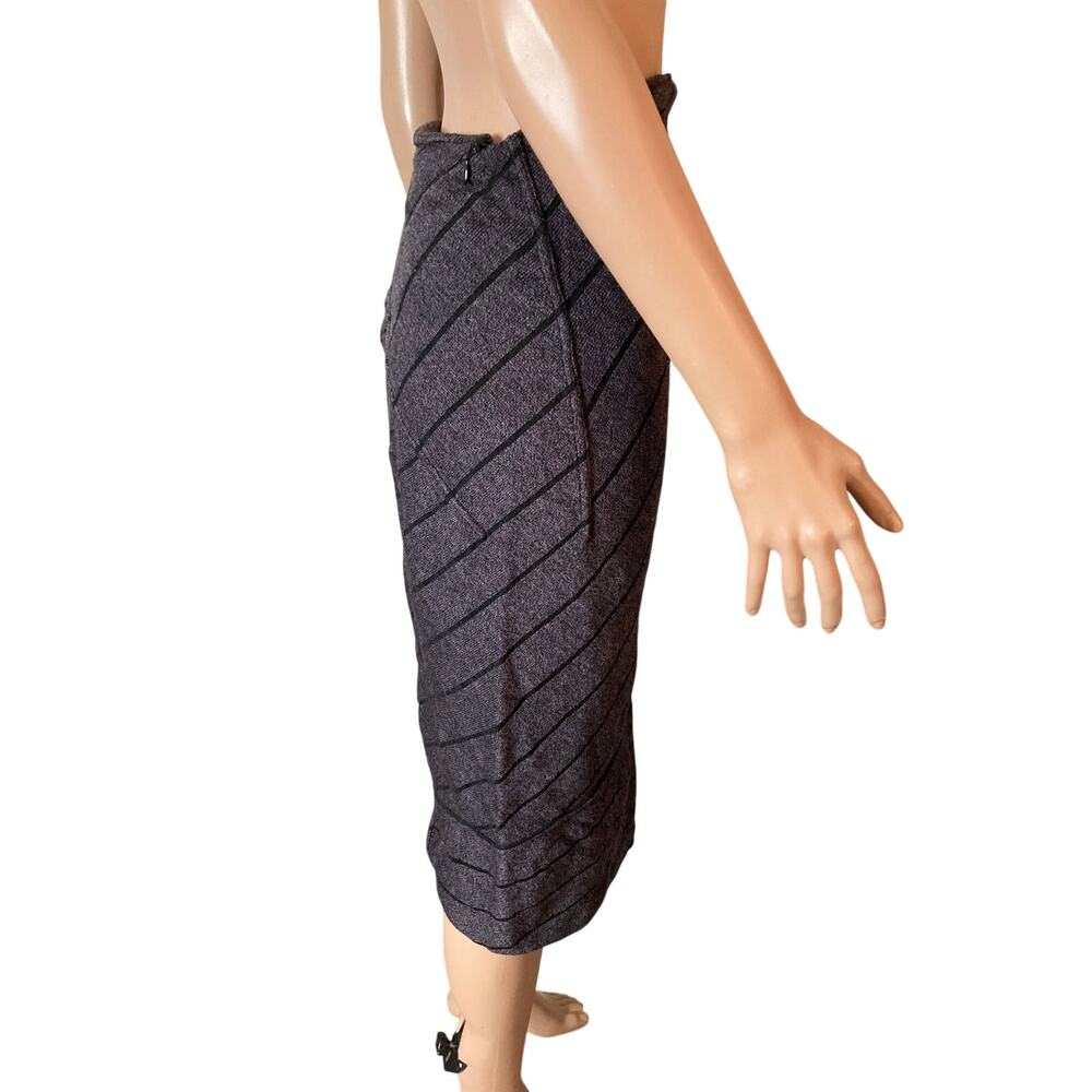 VTG 80S Azzedine ALAIA Hi Waisted Striped Wool Blend Skirt Naomi Campbell - Picture 15 of 16